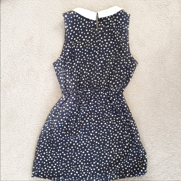 NEW Navy Blue Polka Dot Peter Pan Collar Dress M - Picture 2 of 5